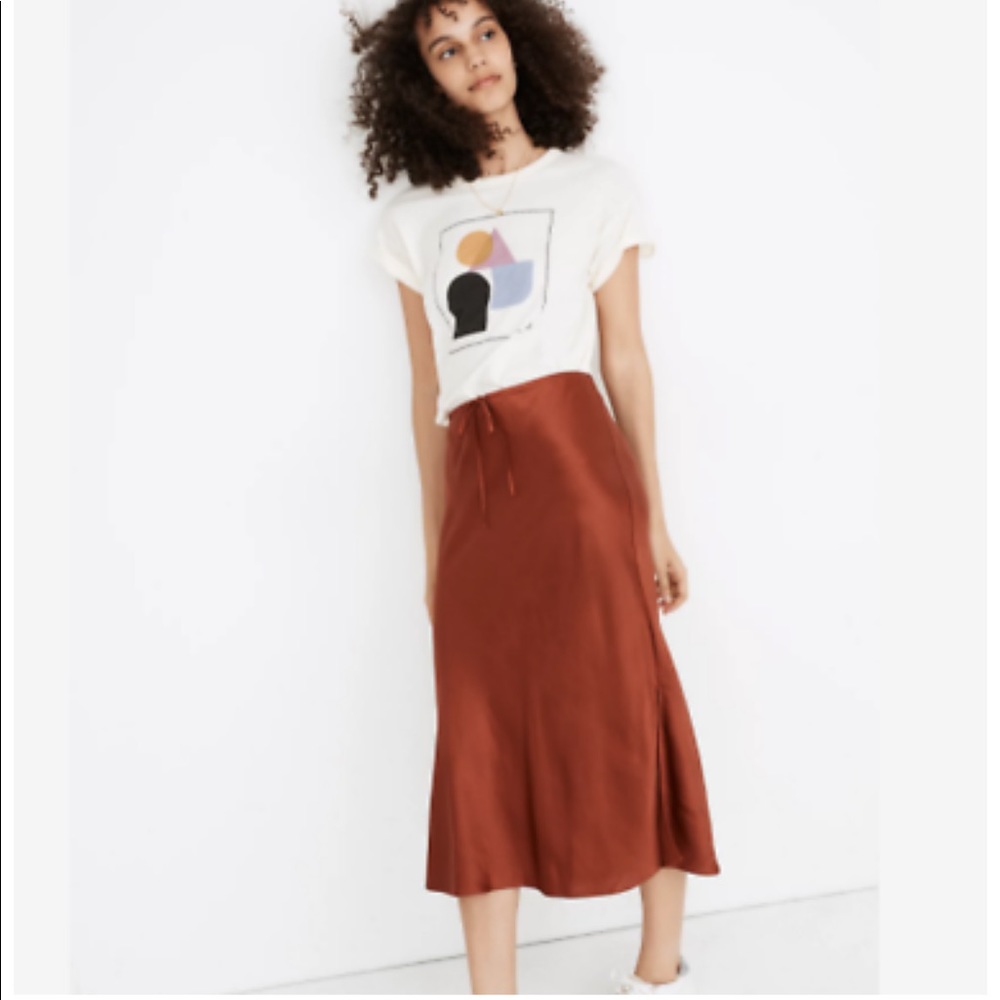Madewell drawstring slip skirt. Size 4. Rust color.